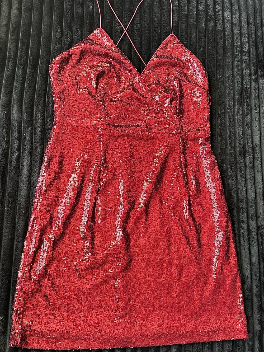 NWT Altar’d State Red Sequin V Neck Mini Dress Size Large